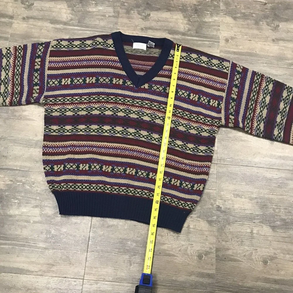 Vintage Sears Men's Store Sweater Size XL Multicolor Blue Grandpa Acrylic - Picture 8 of 10